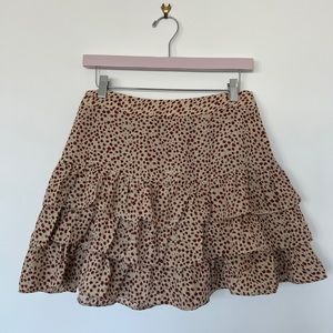 Vestique Maroon Cheetah Ruffle Skirt
